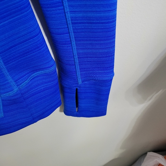 Athleta Striped Strength Full Zip Hoodie Macaw Blue, Size XS - Picture 8 of 8